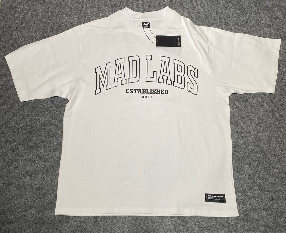 New Mad Labs Mad Apparel Varsity Tee
White Mens XL